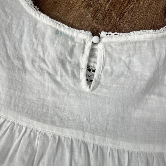 Sundance Aria Blouse Embroidered White Oversized Thick Lace Boho Top - Picture 4 of 5